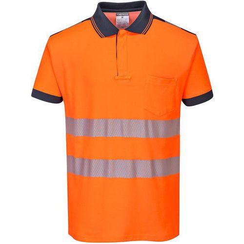 Poloshirt Korte Mouw PW3 Hi-Vis Blauw/oranje T180 Portwest