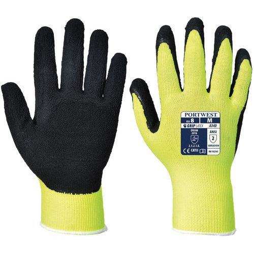 Handschoen Latex Hi-Vis Grip Geel A340 Portwest