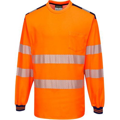 T-shirt met lange mouw PW3 Hi-Vis T185 Blauw/oranje Portwest