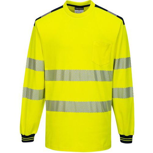 T-shirt met lange mouw PW3 Hi-Vis T185 Zwart/geel Portwest