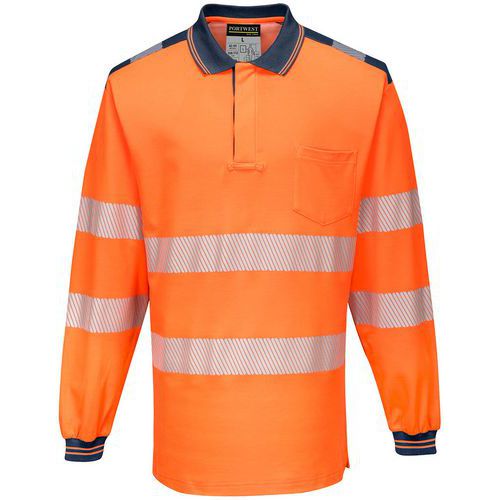 Poloshirt Langemouw PW3 Hi-Vis T184 Blauw/oranje Portwest