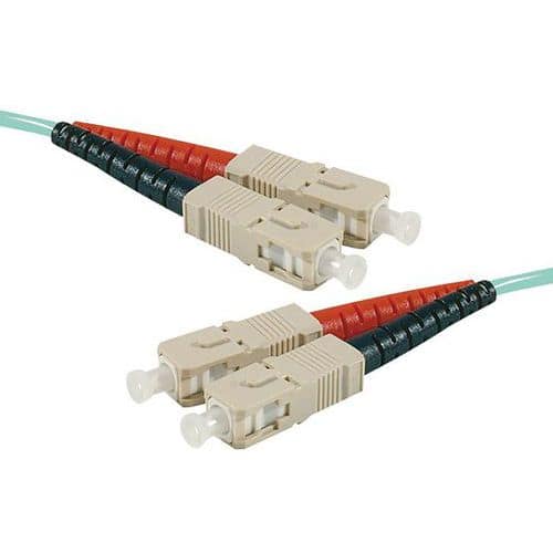 Optische duplex jumper HD multi OM3 50 125 SC-UPC LC-UPC aqua