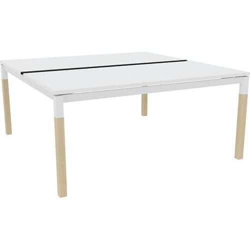 Bureau Bench schuifblad X4 wit met eiken/witte poten