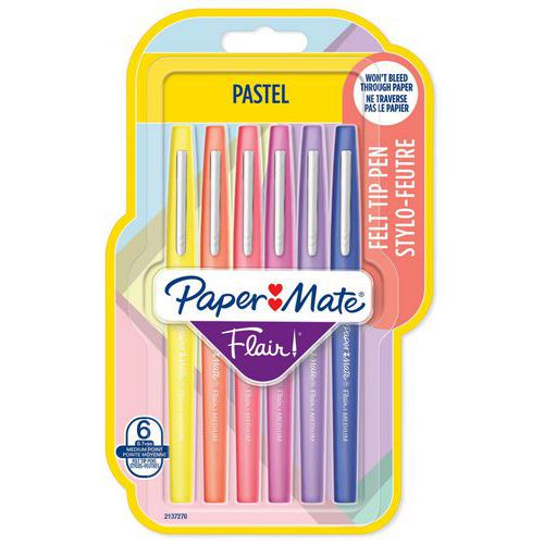 Schrijfstift Paper Mate Flair Pastel assorti set van 6 - Papermate