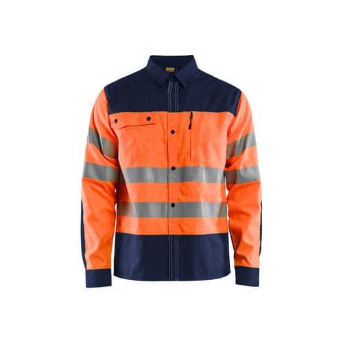 High Vis overhemd Oranje/Marineblauw - Blåkläder