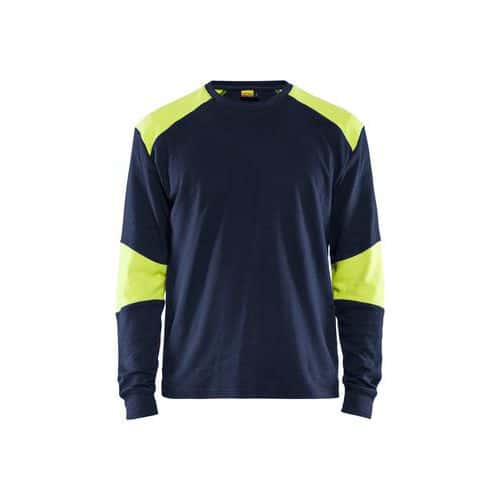 Vlamvertragend T-shirt lange mouwen Marineblauw/Geel - Blåkläder