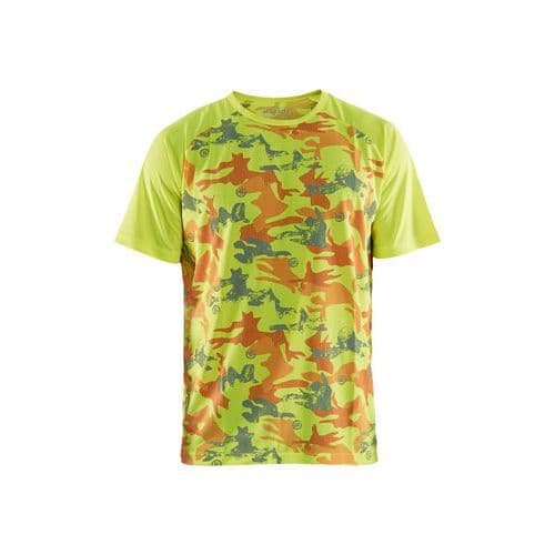 T-shirt High Vis camo print Geel/Grijs - Blåkläder
